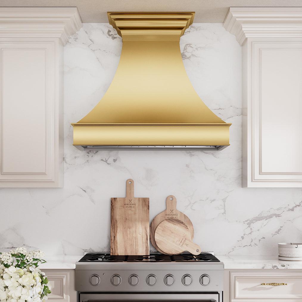 USA Florida Brass Kitchen Vent Hood with Premium Style URHB-31-Custom Brass Range Hood > Luxury Metal Hood > High-End Kitchen Vent Hood-USA Range Hood