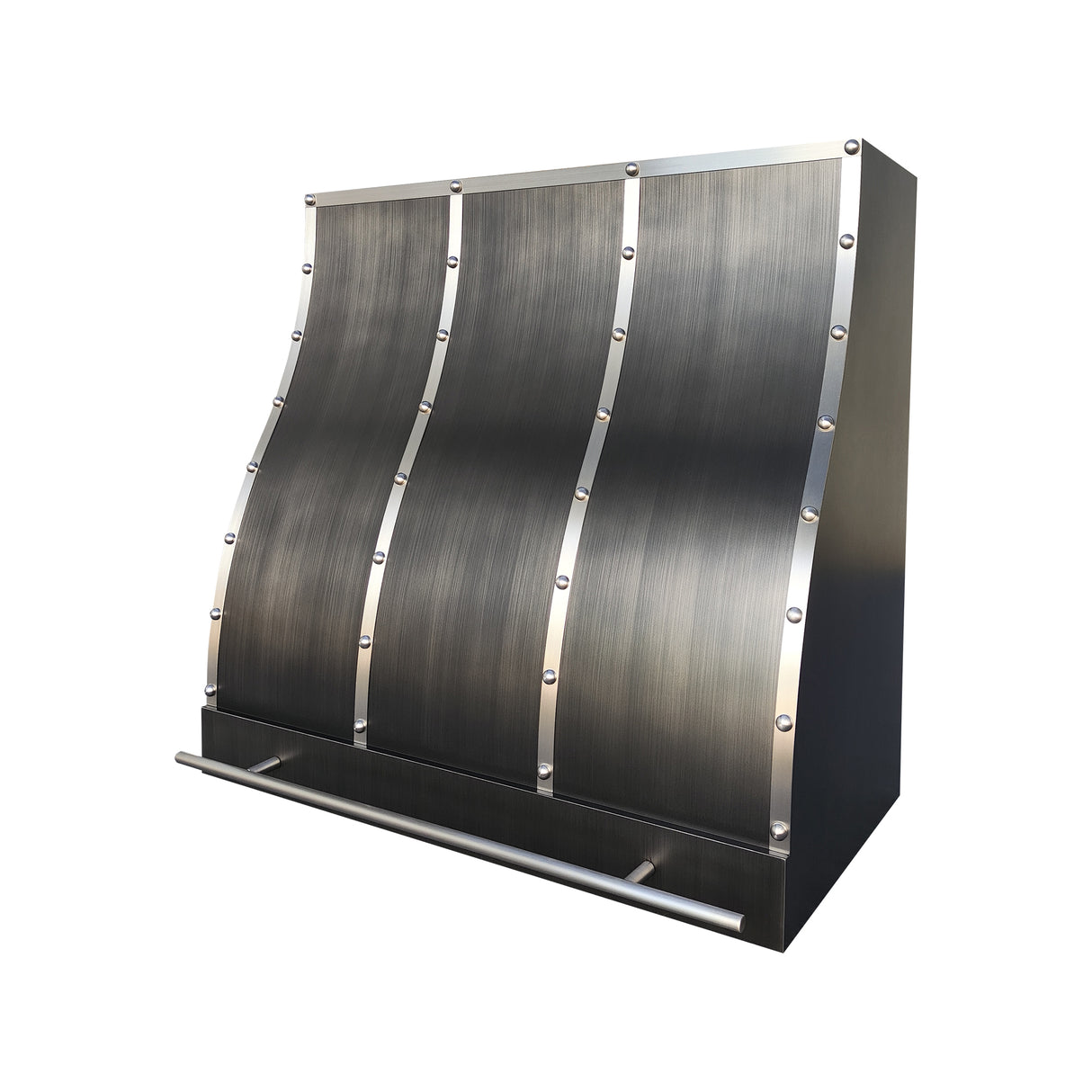 USA Grey Stainless Steel Kitchen Range Hood with Brushed Metal Accents URHS-87-Custom Stainless Steel Range Hood > Luxury Kitchen Hood > High-End Metal Vent Hood-USA Range Hood