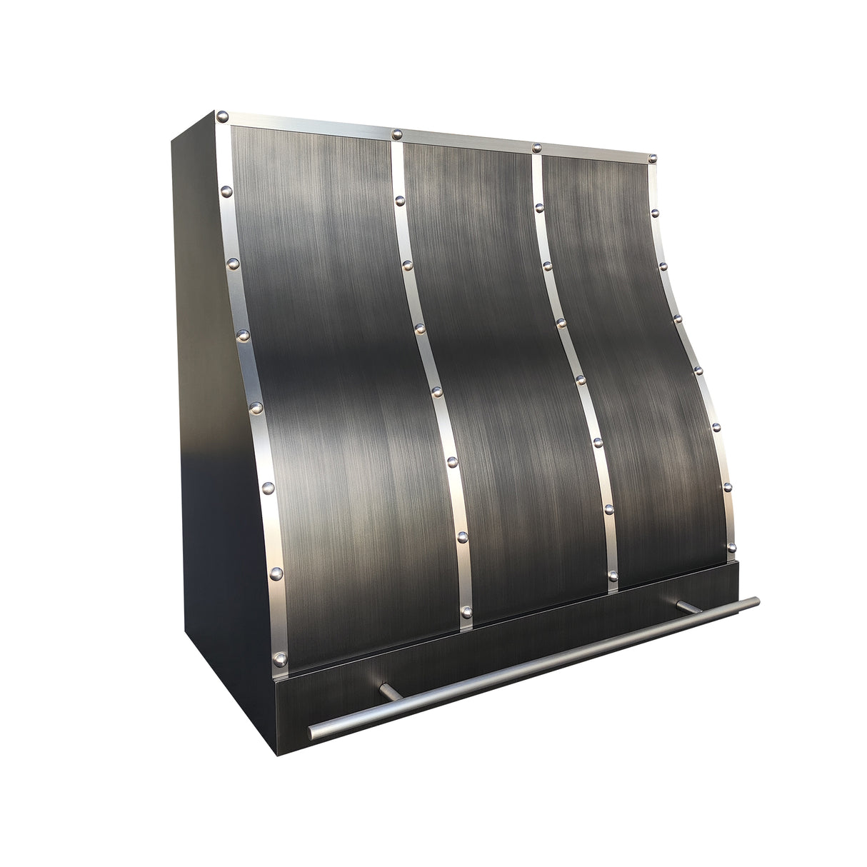 USA Grey Stainless Steel Kitchen Range Hood with Brushed Metal Accents URHS-87-Custom Stainless Steel Range Hood > Luxury Kitchen Hood > High-End Metal Vent Hood-USA Range Hood
