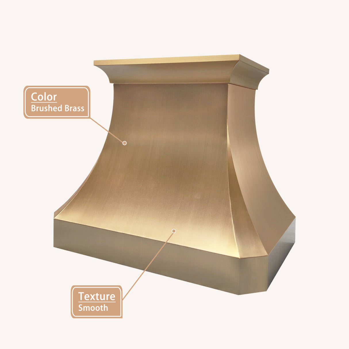 USA Luxury Brushed Brass Wall Mount Stove Hood URHB-53-Custom Brass Range Hood > Luxury Metal Hood > High-End Kitchen Vent Hood-USA Range Hood