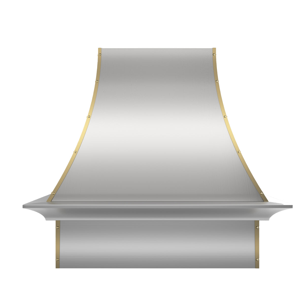 USA Stainless Steel Custom Kitchen Vent Hoods with Brass Trims URHS-22-Custom Stainless Steel Range Hood > Luxury Kitchen Hood > High-End Metal Vent Hood-USA Range Hood