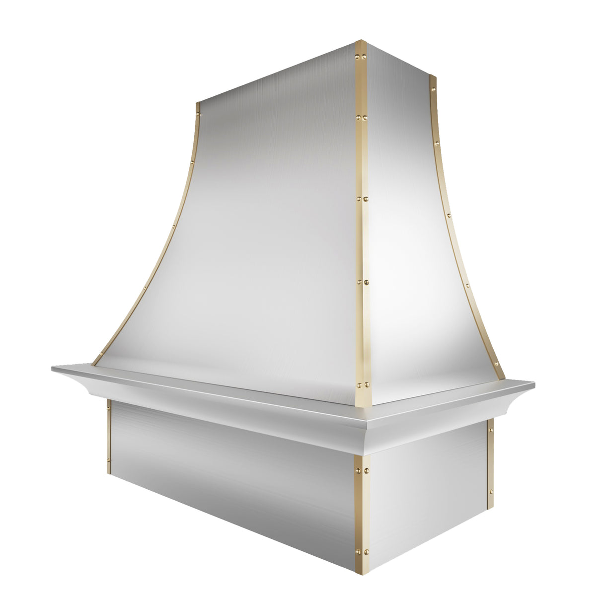 USA Stainless Steel Custom Kitchen Vent Hoods with Brass Trims URHS-22-Custom Stainless Steel Range Hood > Luxury Kitchen Hood > High-End Metal Vent Hood-USA Range Hood