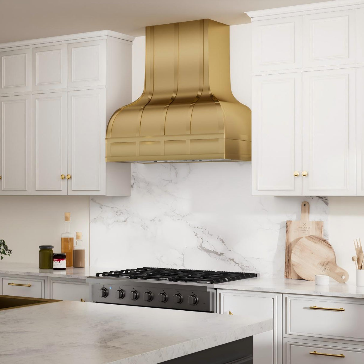 USA Texas Classic Brass Kitchen Range Hoods URHB-18-Custom Brass Range Hood > Luxury Metal Hood > High-End Kitchen Vent Hood-USA Range Hood
