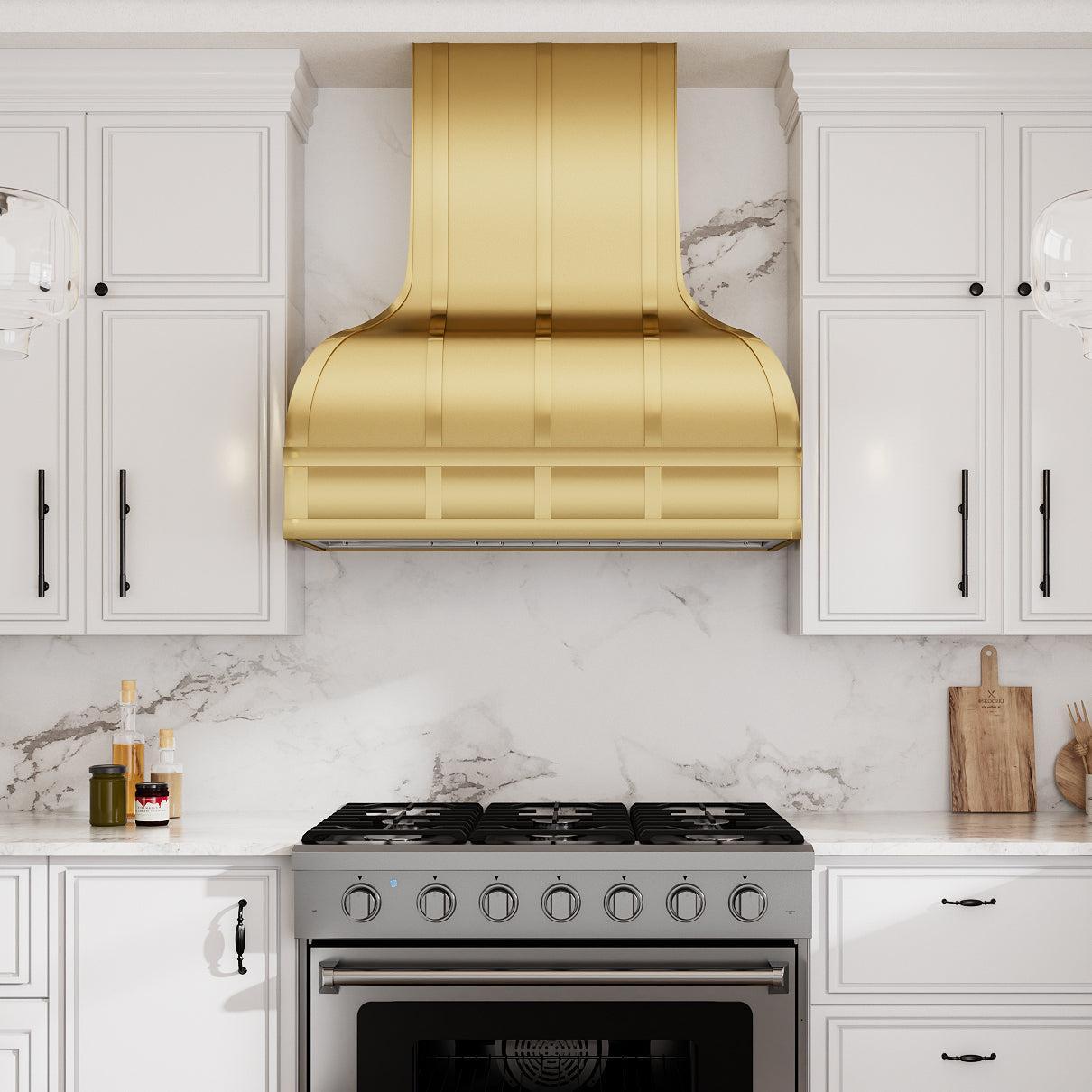USA Texas Classic Brass Kitchen Range Hoods URHB-18-Custom Brass Range Hood > Luxury Metal Hood > High-End Kitchen Vent Hood-USA Range Hood