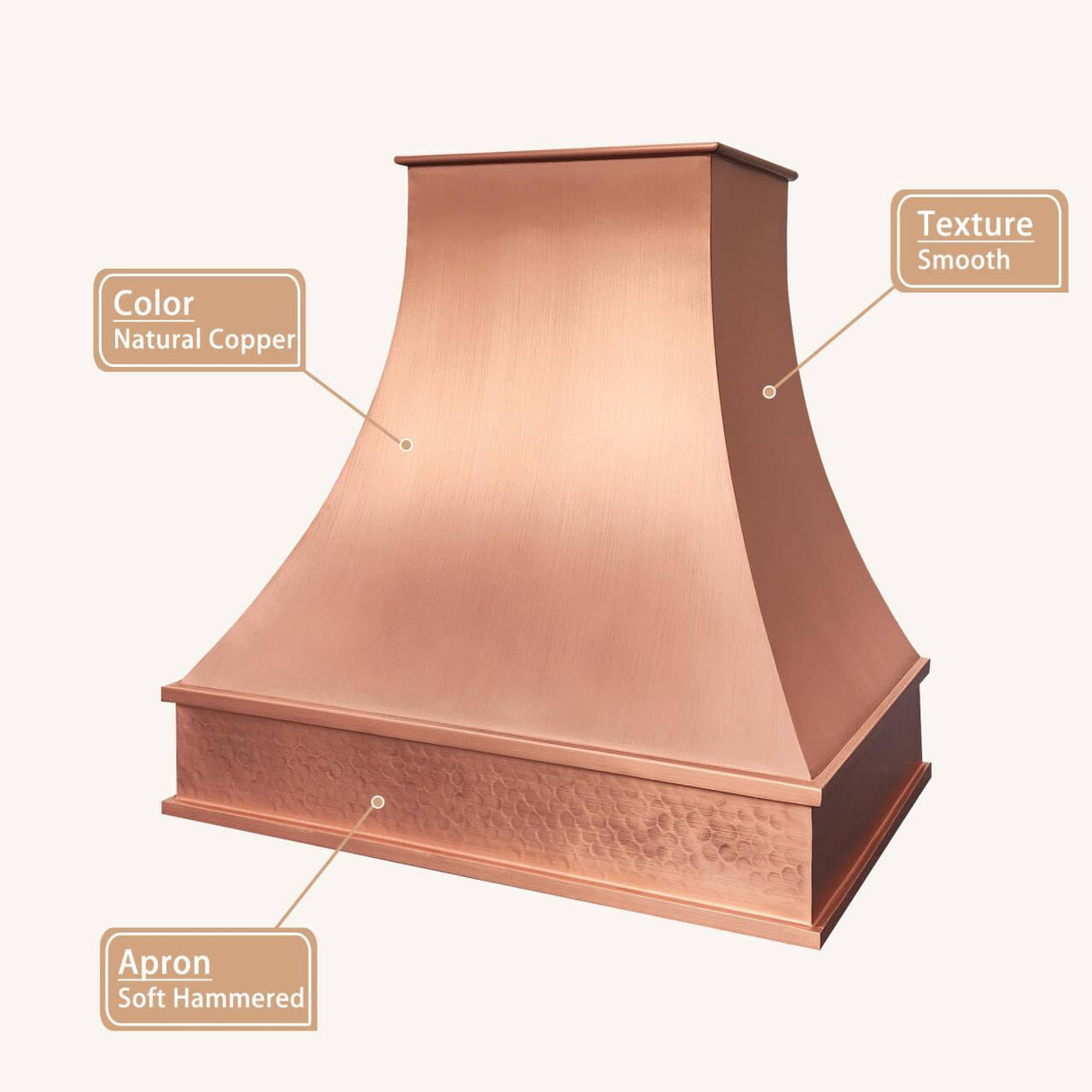 USA Texas Tuscan Natural Copper Kitchen Hoods URHC-51-Custom Copper Range Hood > Luxury Metal Hood > High-End Kitchen Vent Hood-USA Range Hood