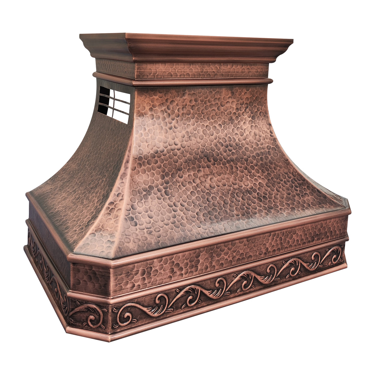 USA Antique Custom Copper Vent Hood with Elegant Apron URHC-33