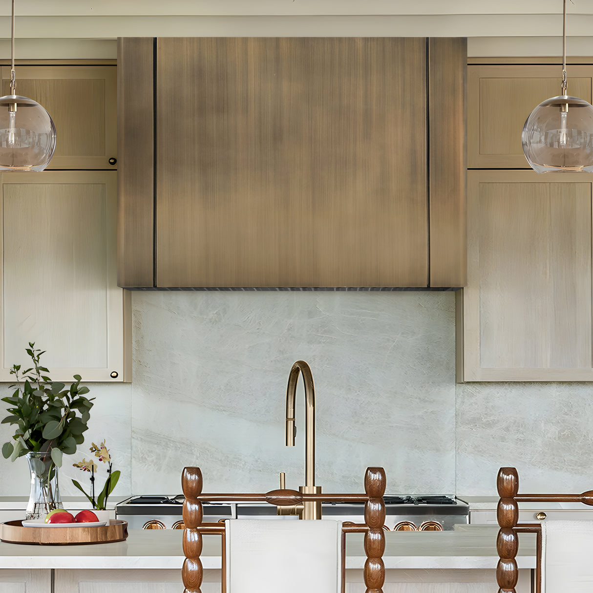 USA Antique Modern Brass Range Hood with Box Shaped URHB-76