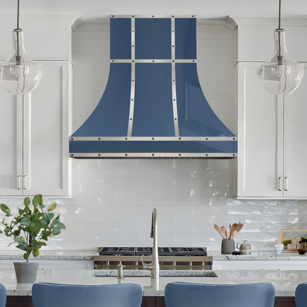 USA Artisan Blue Stainless Steel Vent Hood URHS-155