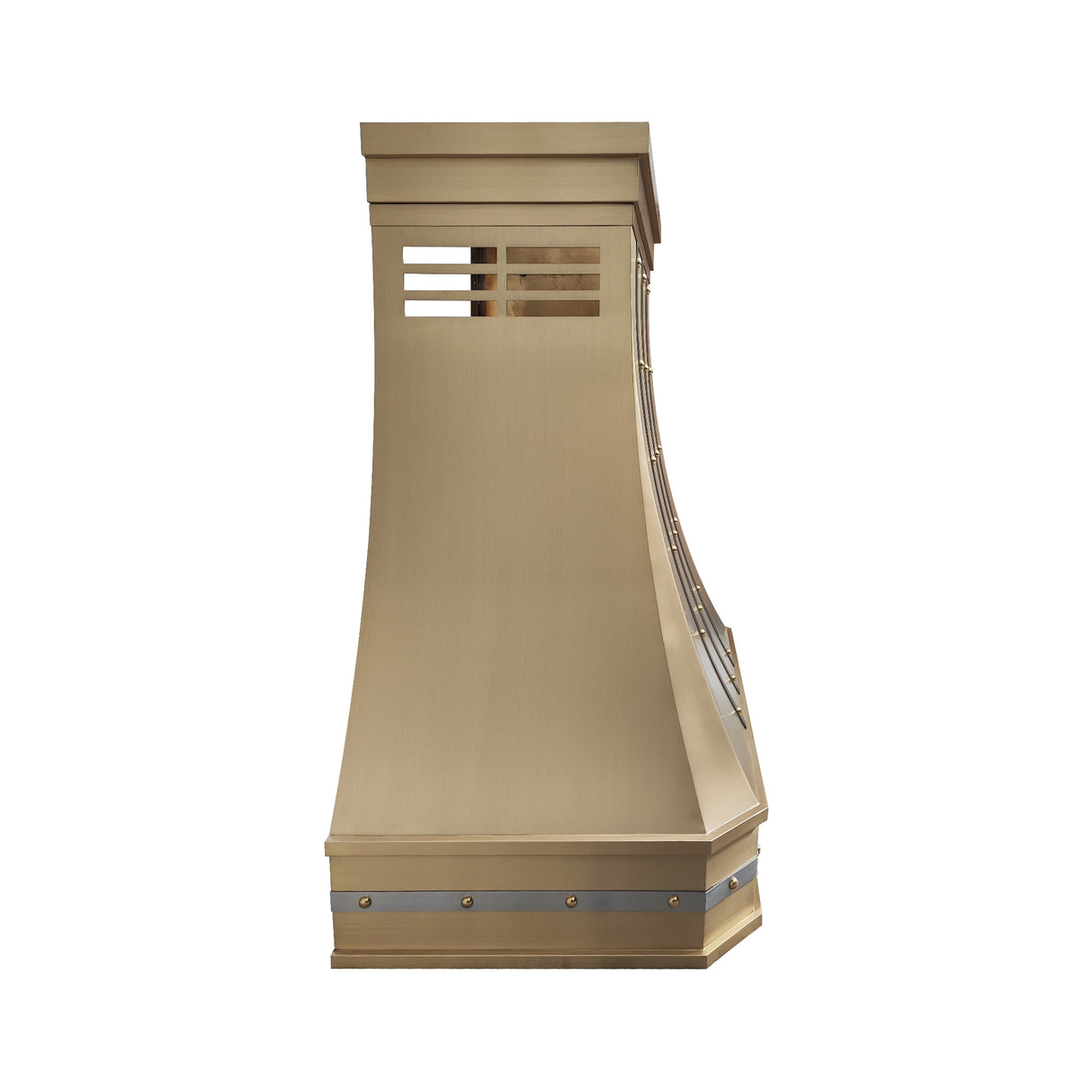 USA Artisan Brass Range Hood Featuring Stainless Steel Straps URHB-89