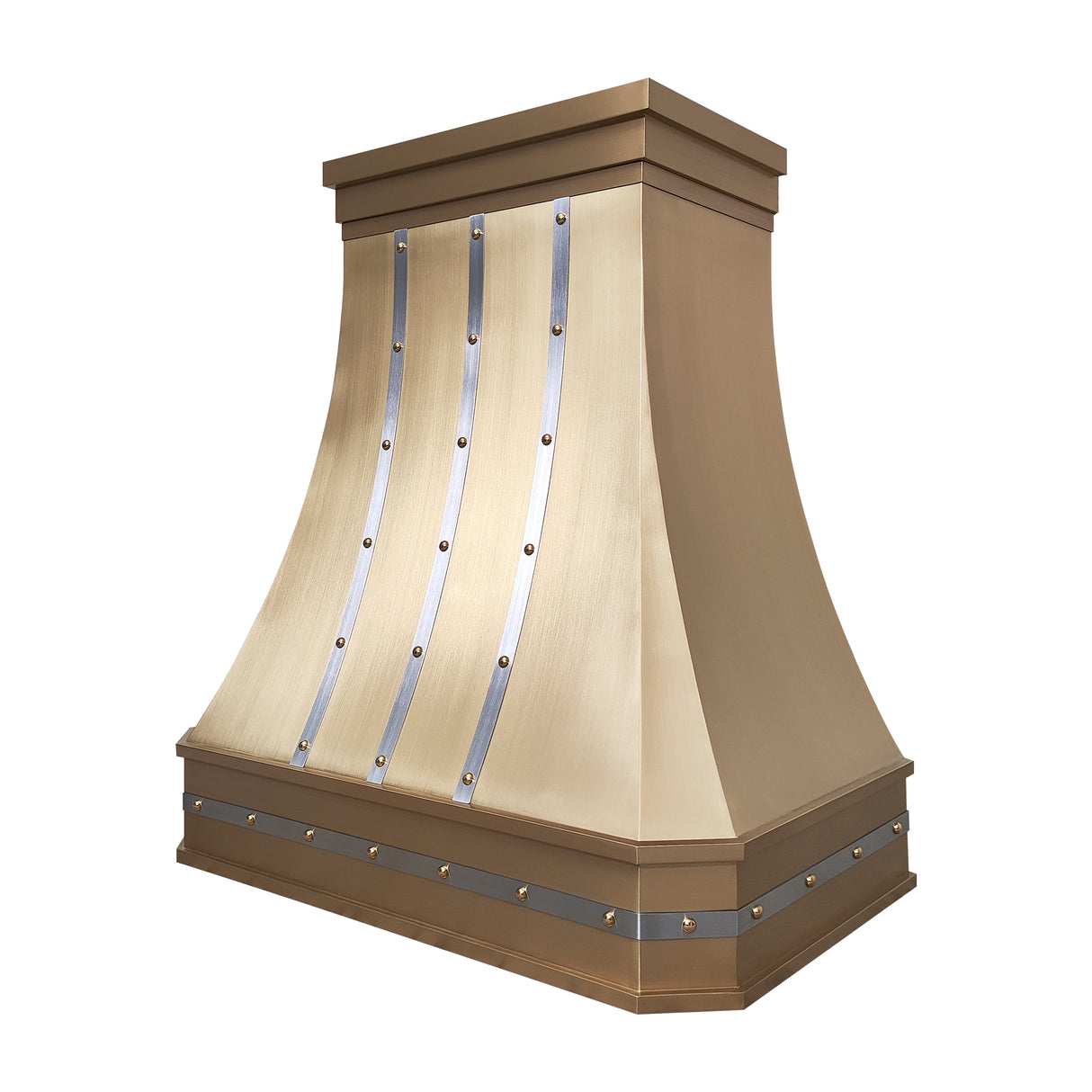 USA Artisan Brass Range Hood Featuring Stainless Steel Straps URHB-89