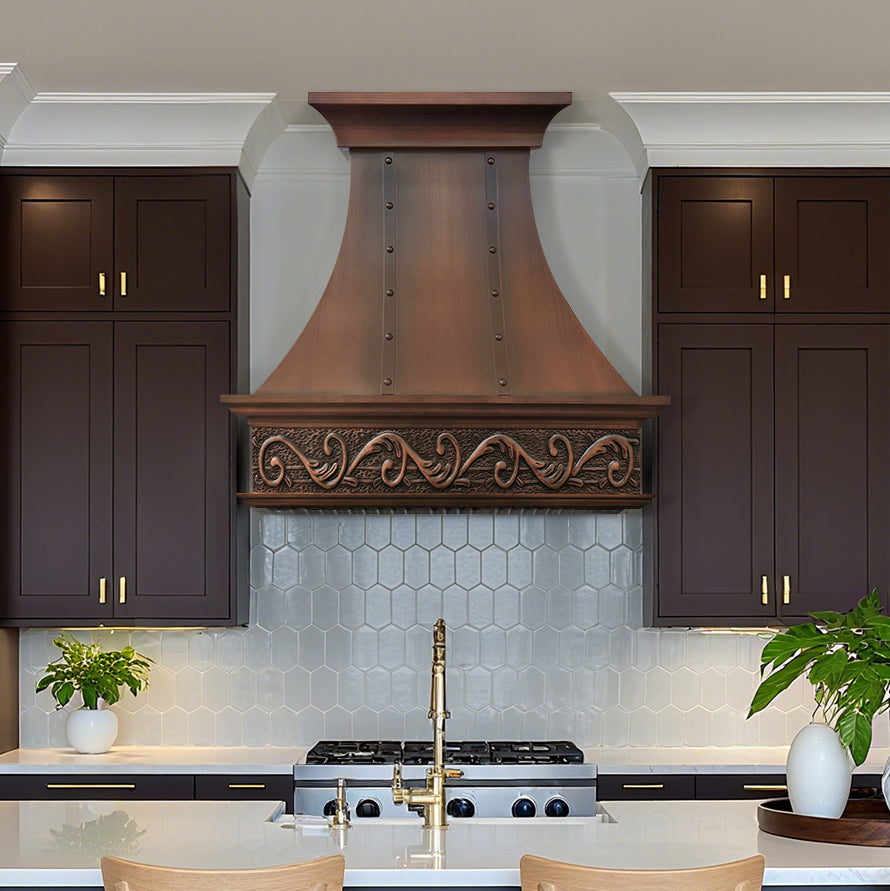 USA Artisan Copper Vent Hood for Luxury Kitchen URHC-02