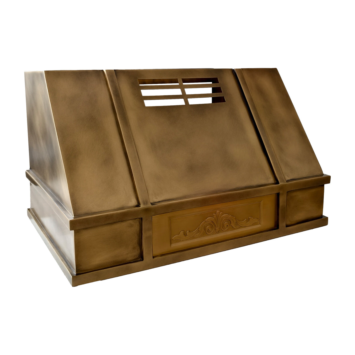 USA Artisan Custom Brass Stove Hood with Handmade Apron URHB-154