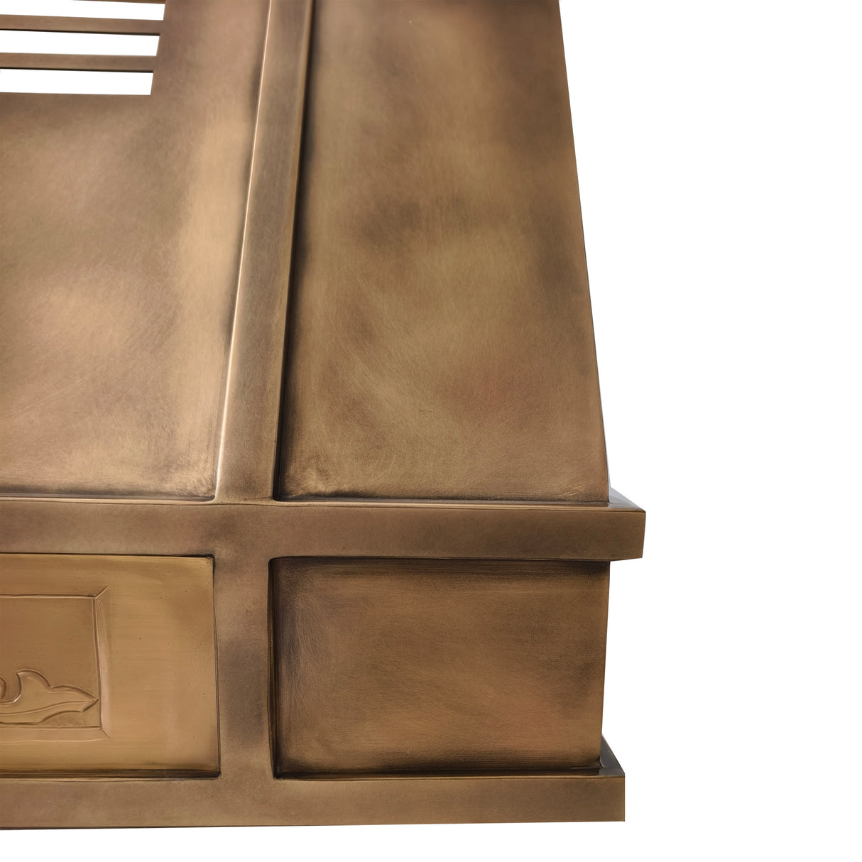 USA Artisan Custom Brass Stove Hood with Handmade Apron URHB-154