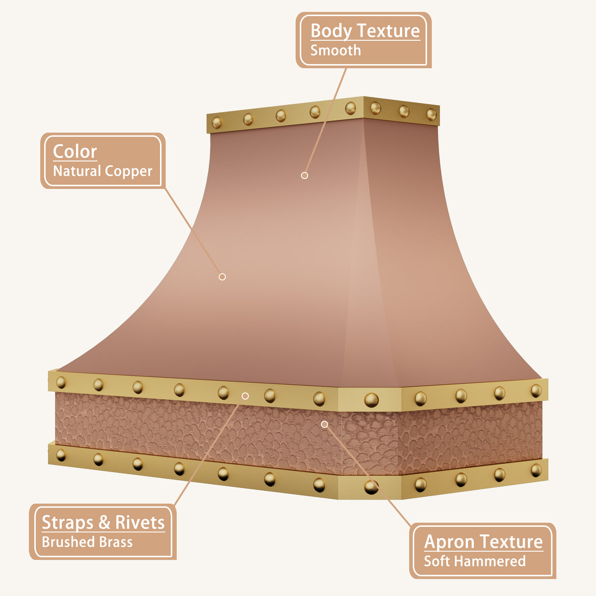 USA Artisan Custom Natural Copper Range Hood URHC-76