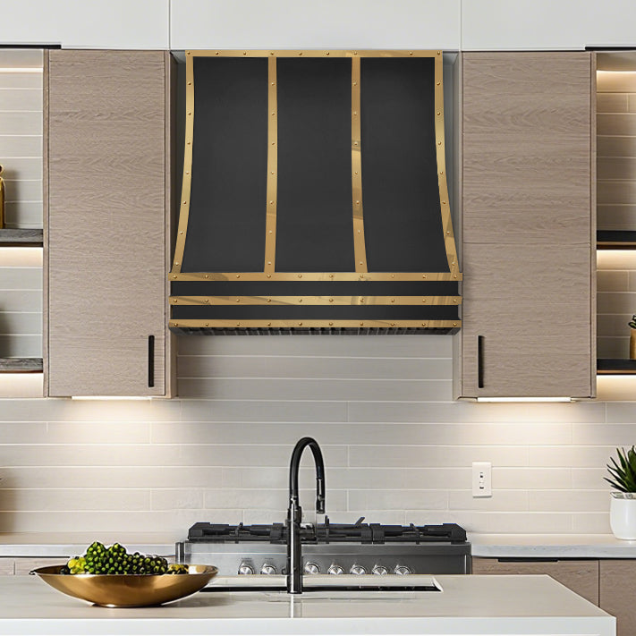 USA Artisan Custom Vent Hood with Brass Accent URHS-45