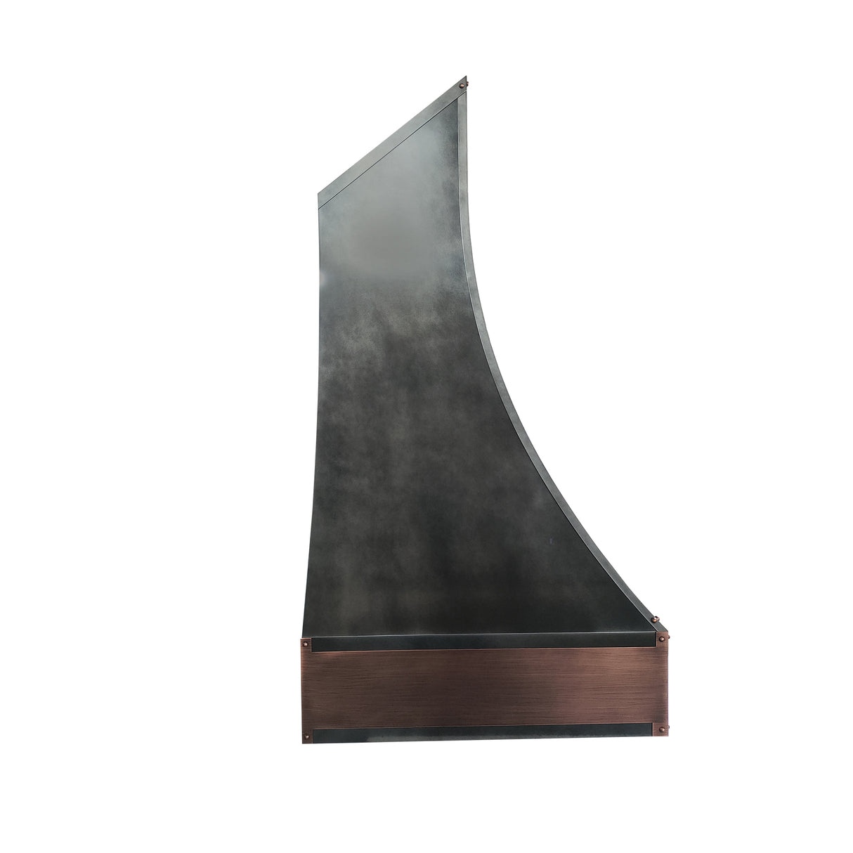 USA Artisan Dark Zinc Vent Hood with Antique Copper Straps URHZ-22