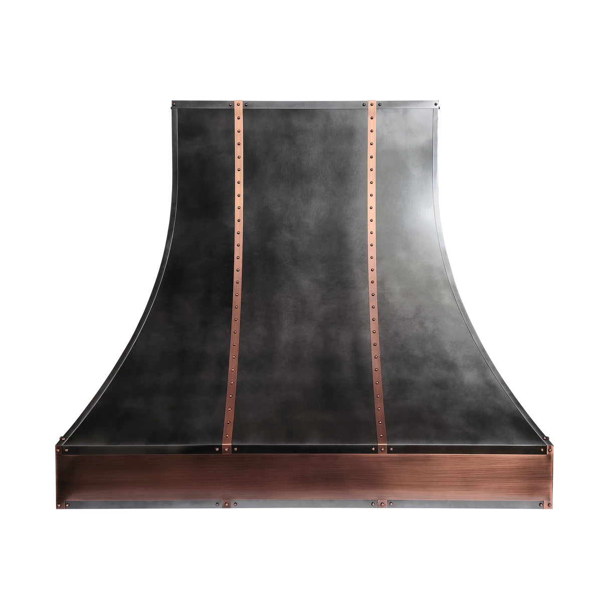 USA Artisan Dark Zinc Vent Hood with Antique Copper Straps URHZ-22