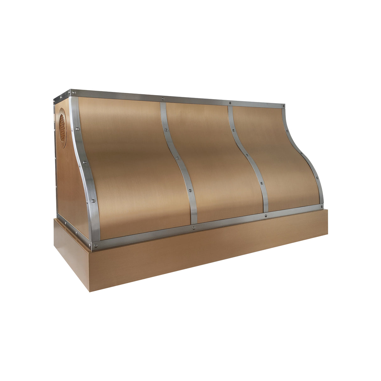 USA Artisan Handmade Brass Range Hood with Stainless Steel Straps URHB-153