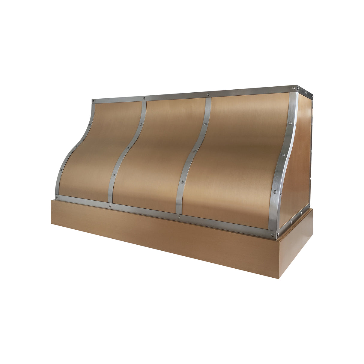 USA Artisan Handmade Brass Range Hood with Stainless Steel Straps URHB-153