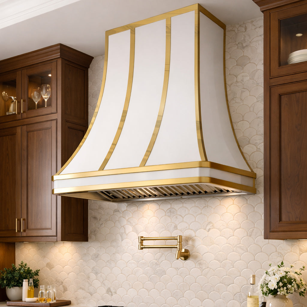 USA Bespoke Custom White Stainless Steel Vent Hood URHS-124