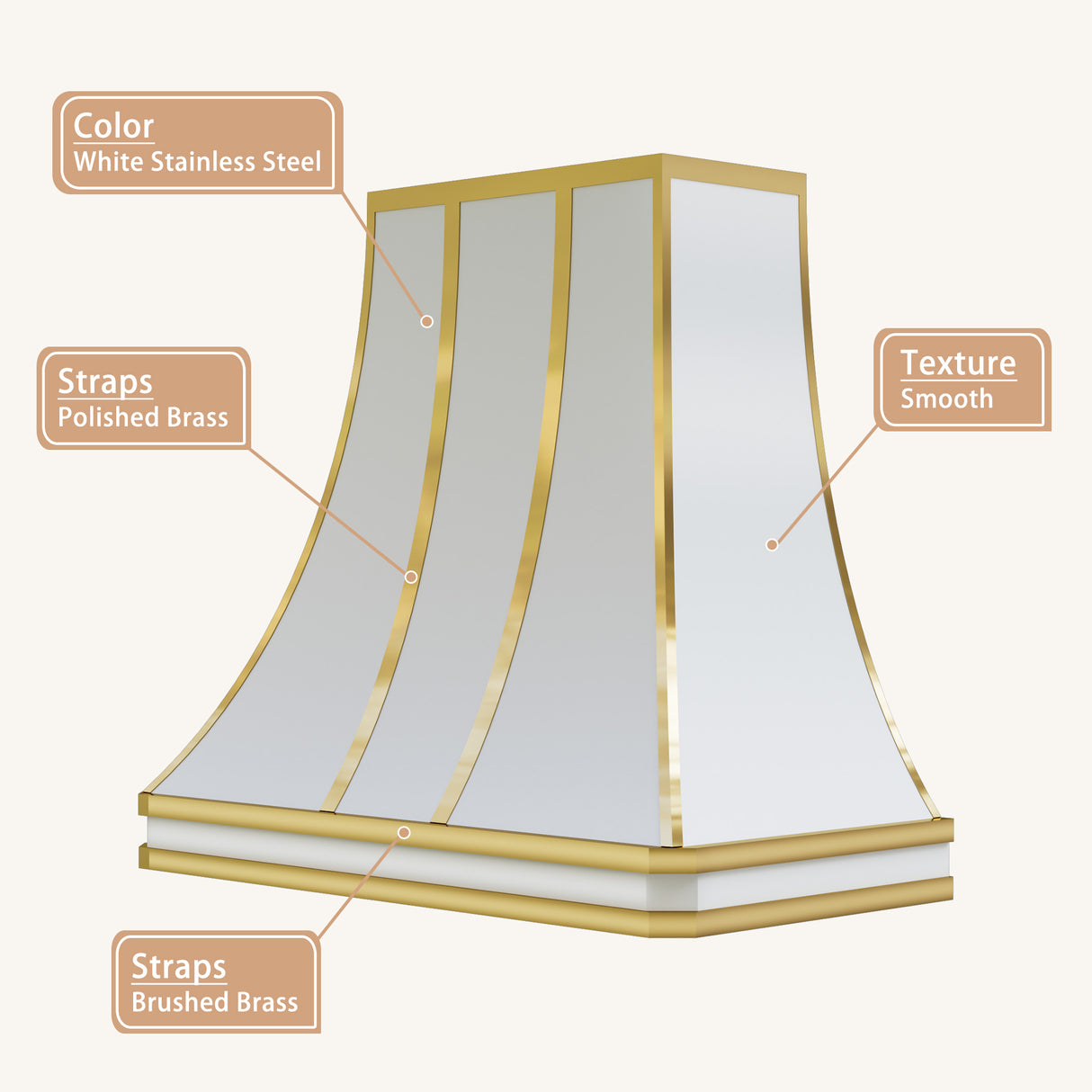 USA Bespoke Custom White Stainless Steel Vent Hood URHS-124