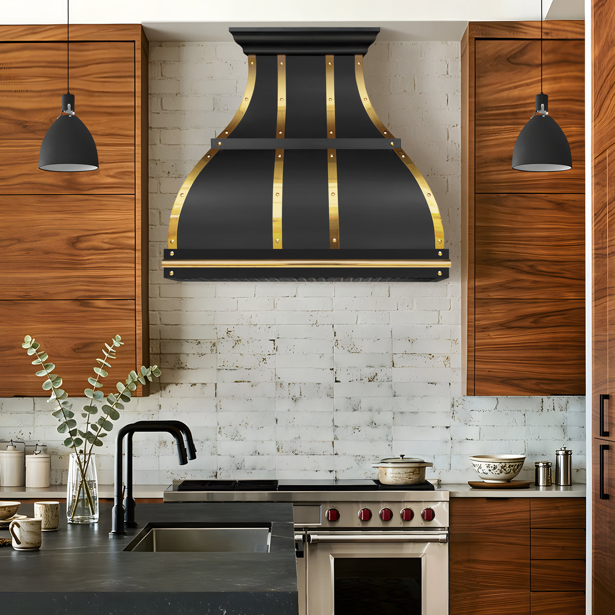 USA Black Designer Bell Shaped Stainless Steel Vent Hood URHS-216