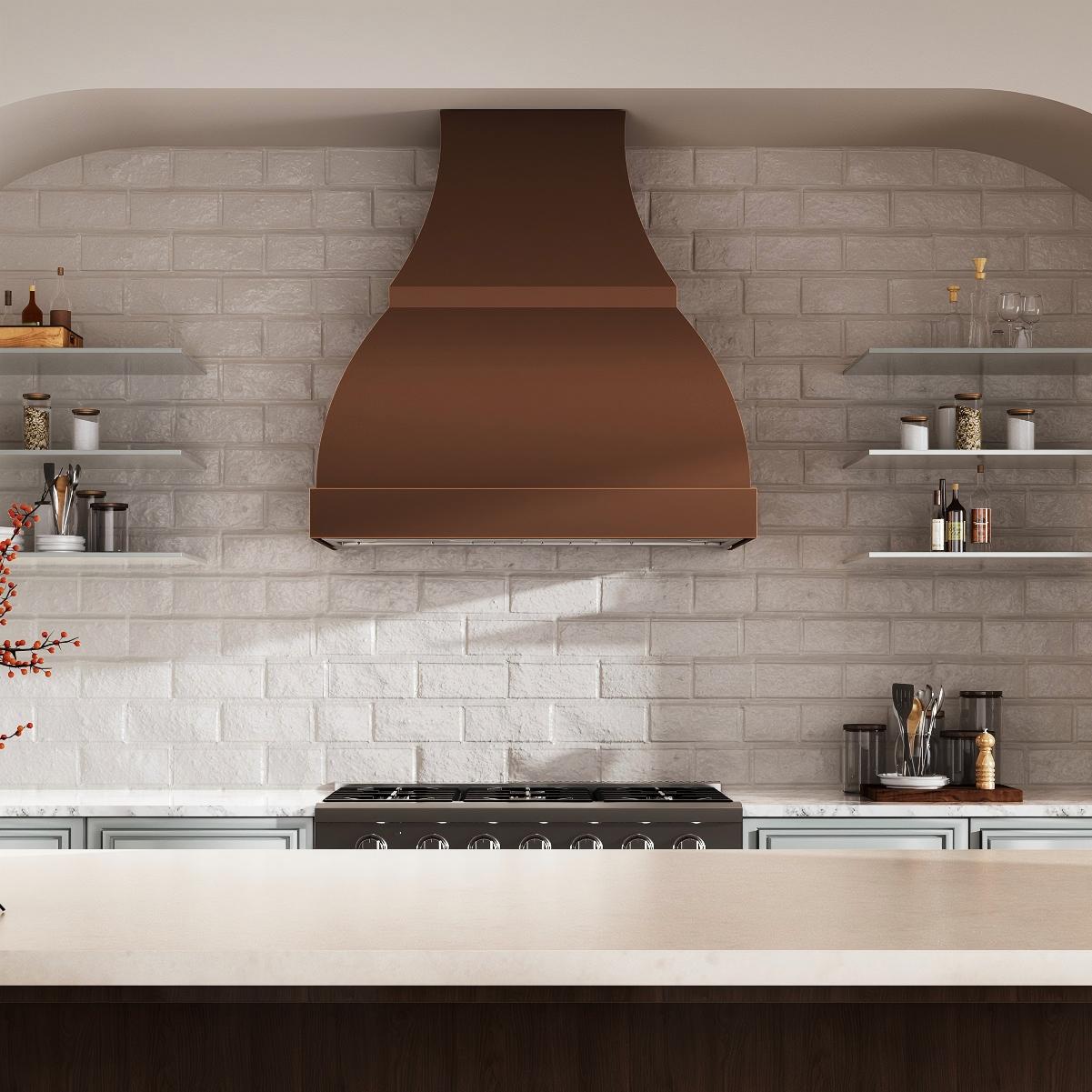 USA Rustic Copper Range Hood with Bell Shaped URHC-05