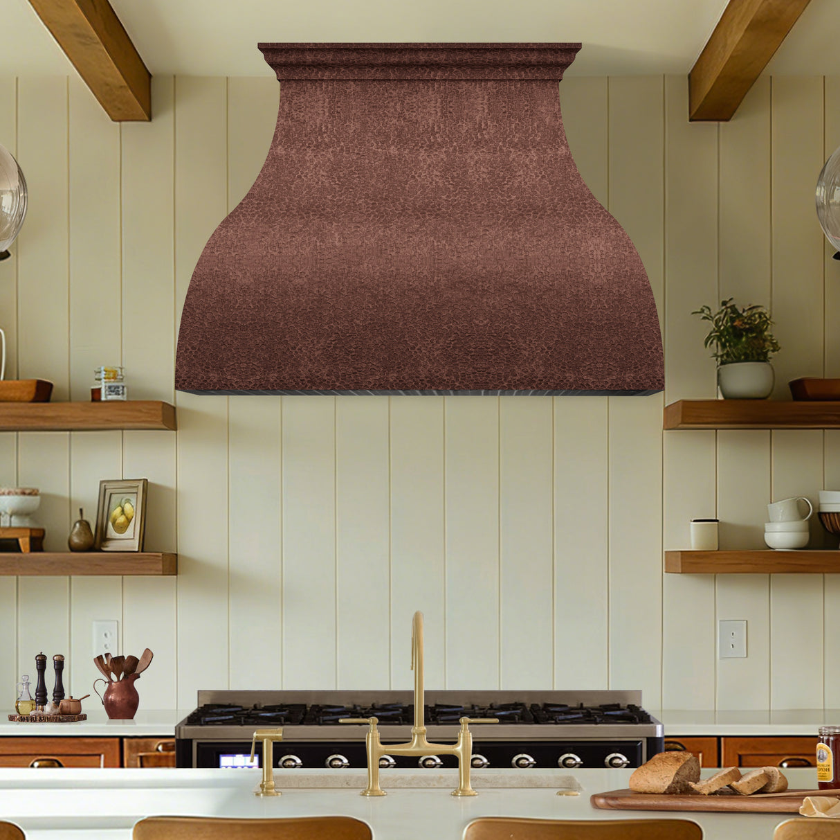 USA Classic Copper Exhaust Hood with Heavy Hammered Finish URHC-72