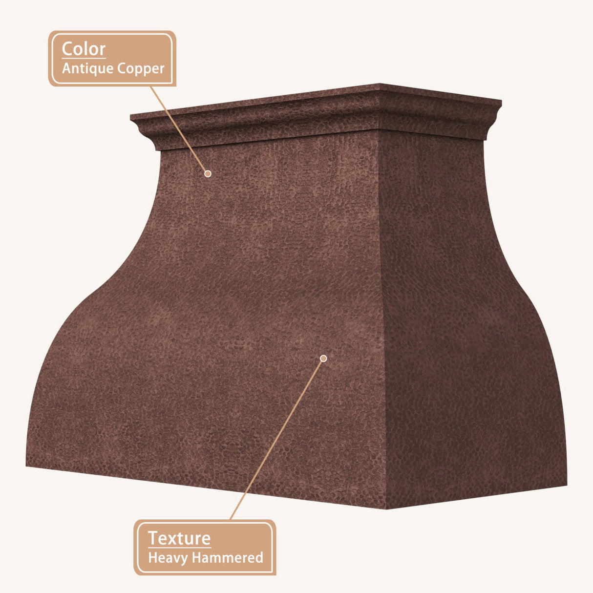 USA Classic Copper Exhaust Hood with Heavy Hammered Finish URHC-72