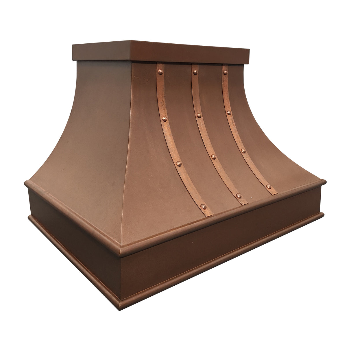 USA Classic Copper Kitchen Hood with Weathered Copper Straps URHC-68