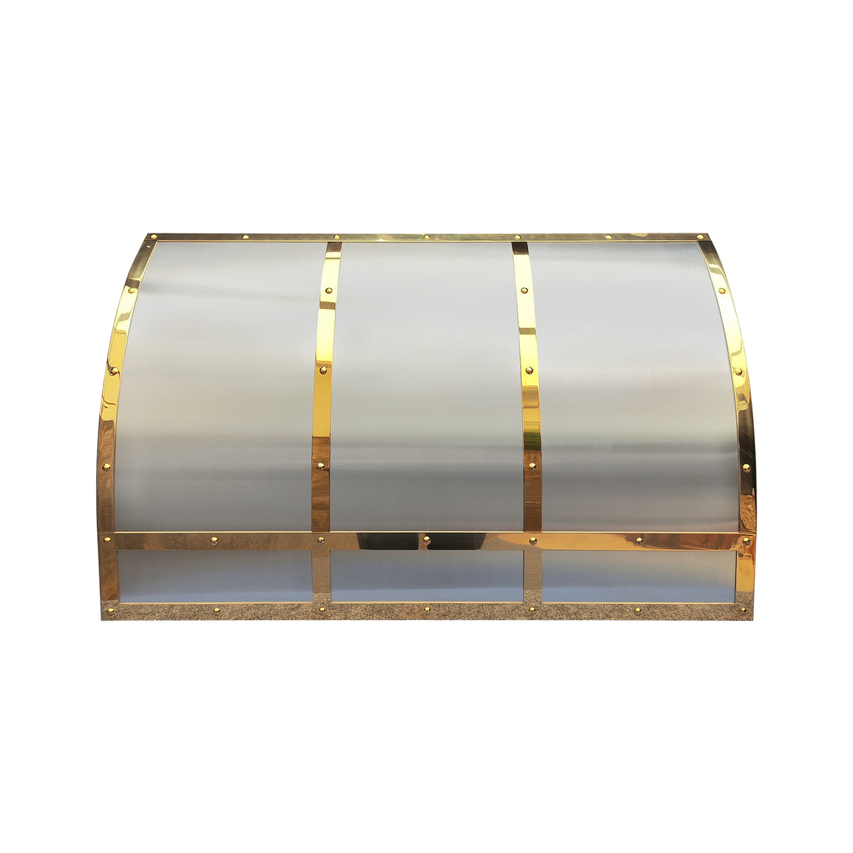 USA Classic Stainless Steel Range Hood with Polished Brass Straps URHS-195