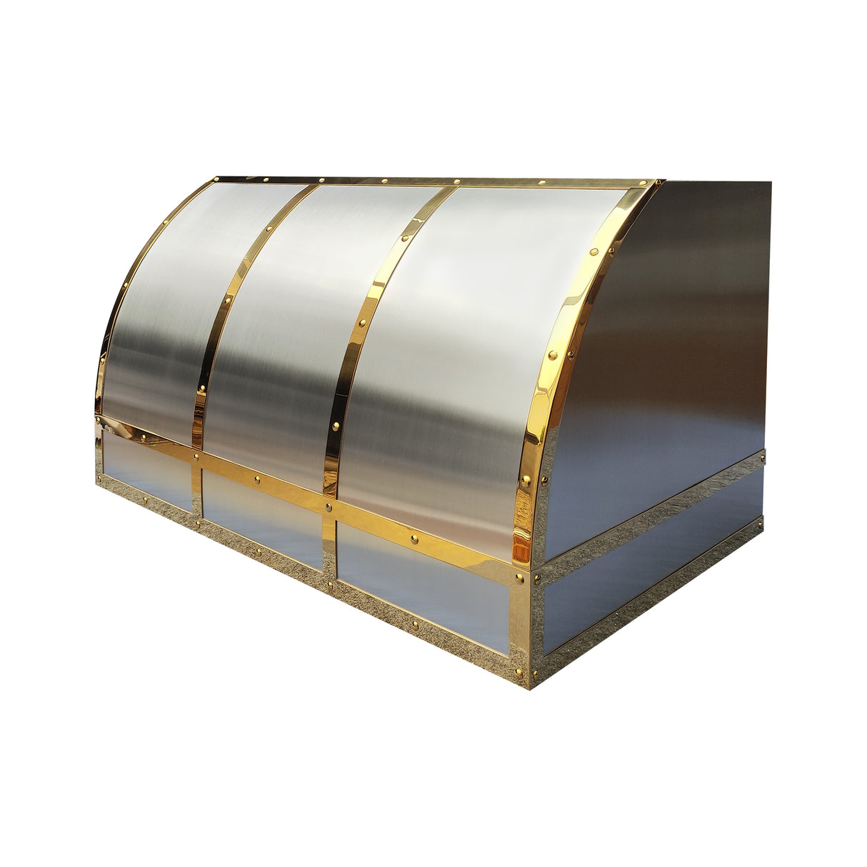 USA Classic Stainless Steel Range Hood with Polished Brass Straps URHS-195