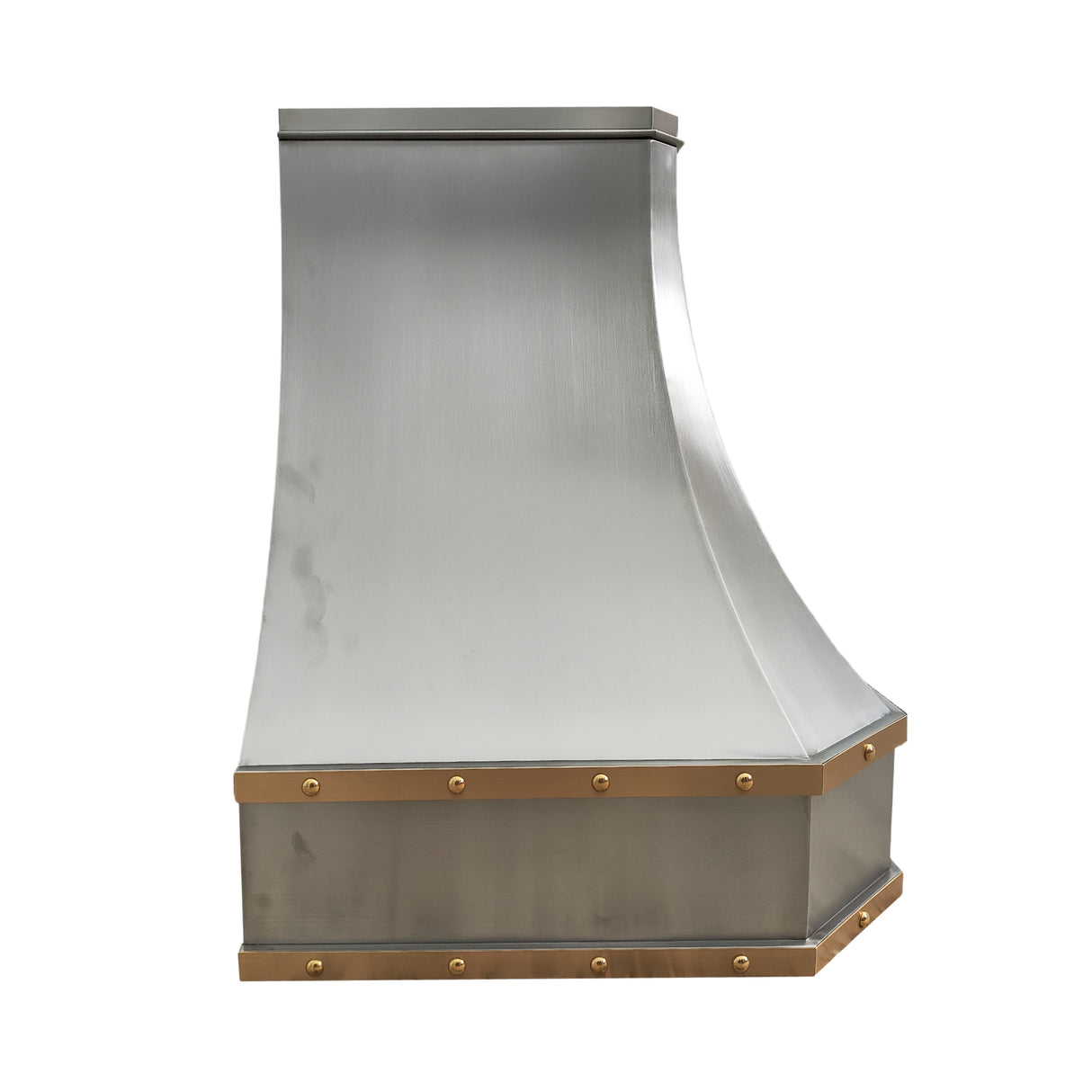 USA Classic Stainless Steel Vent Hood featuring Artisan Brass Straps URHS-199