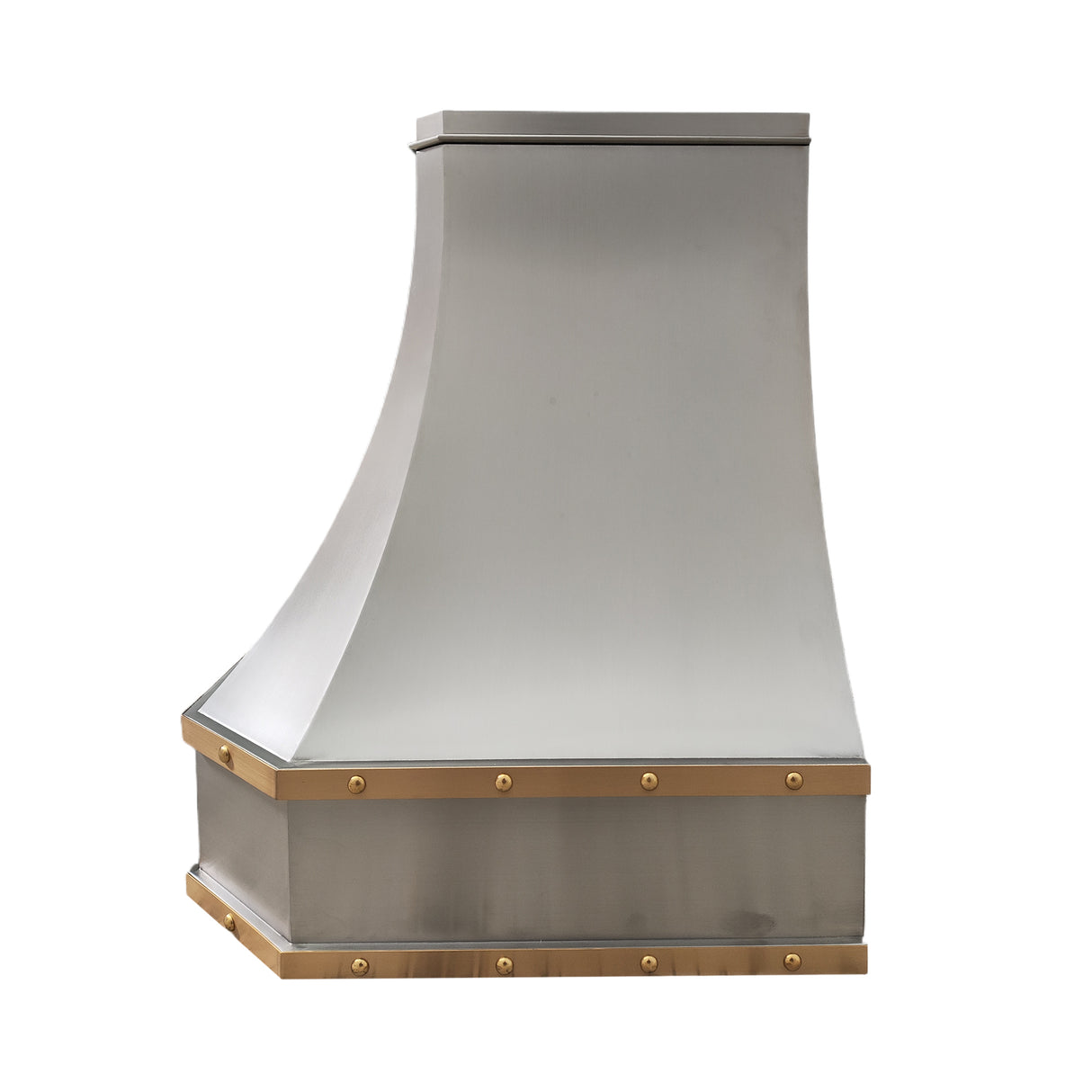 USA Classic Stainless Steel Vent Hood featuring Artisan Brass Straps URHS-199