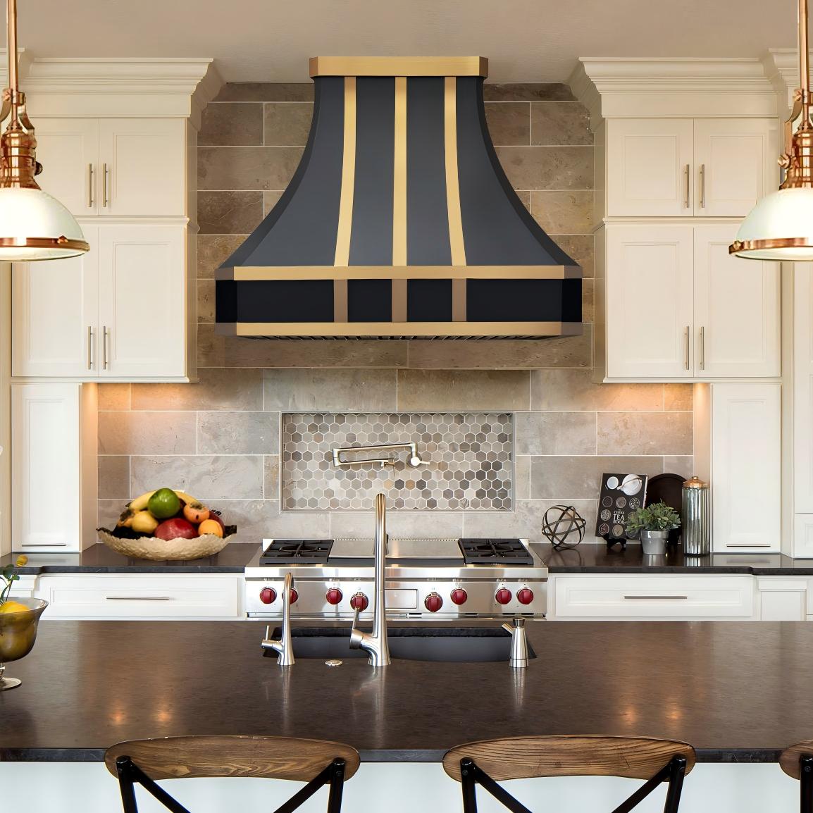 USA Curved Stainless Steel Custom Range Hood for Designer Kitchens URHS-33