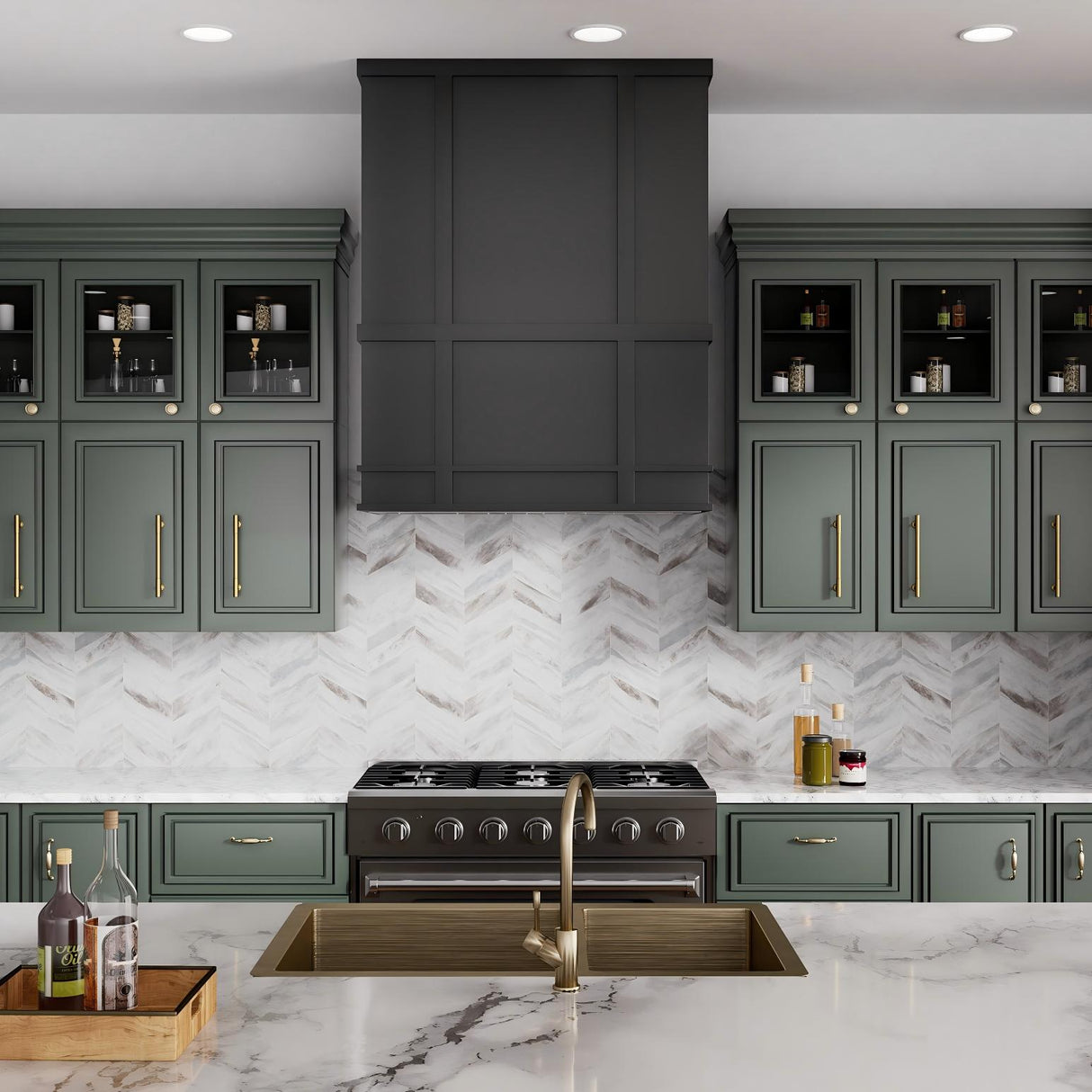 USA Custom Artisan Stainless Steel Vent Hood with Black Finish URHS-07