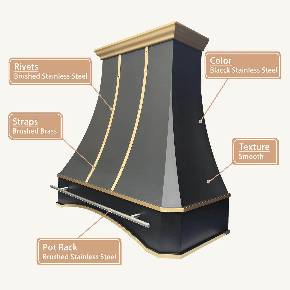 USA Custom Black Stainless Steel Metal Range Hood URHS-28