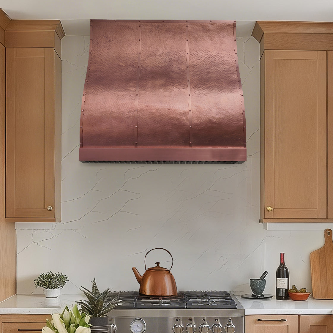 USA Custom Classic Copper Kitchen Hood with Hammered Finish URHC-03