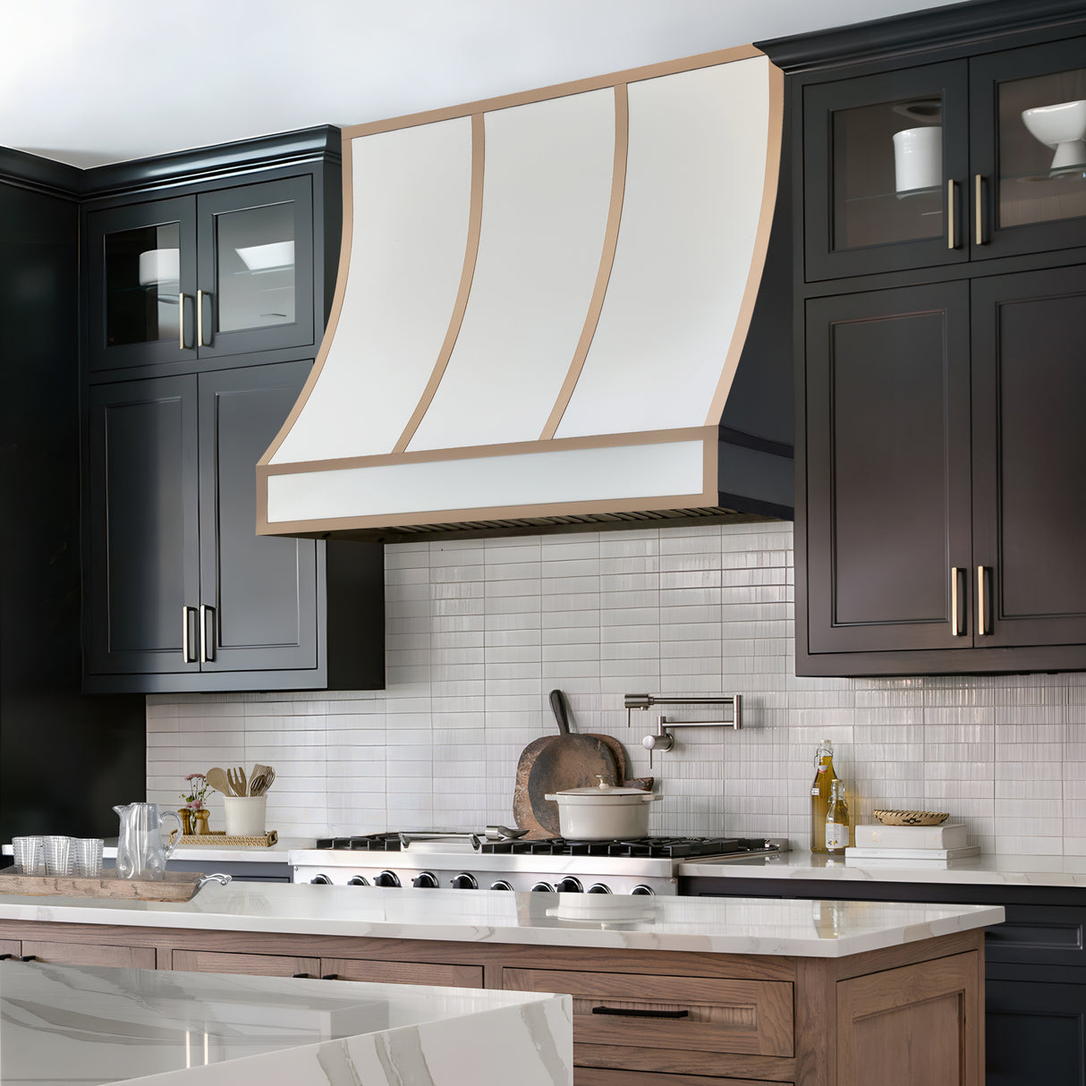 USA Custom White Stainless Steel Stove Hood URHS-183