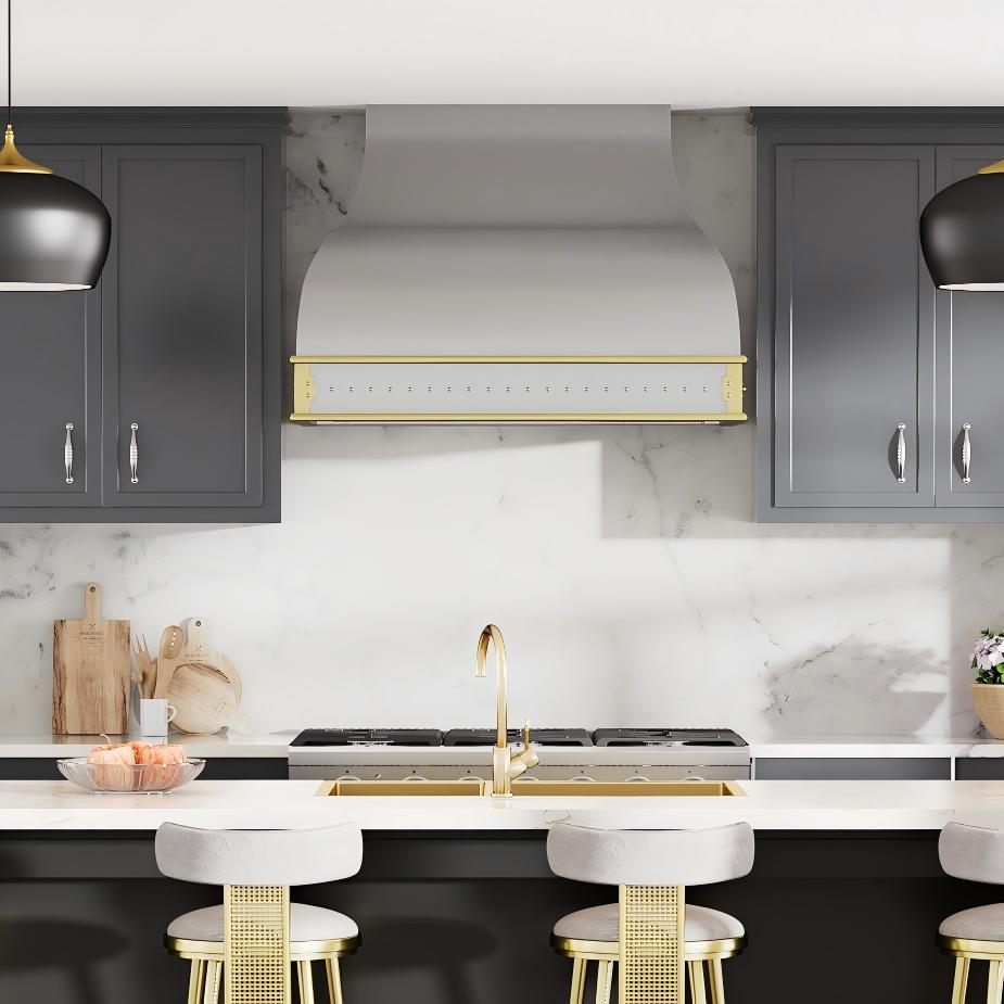 USA Custom Modern Stainless Steel Kitchen Hood with Simple Rivets URHS-35