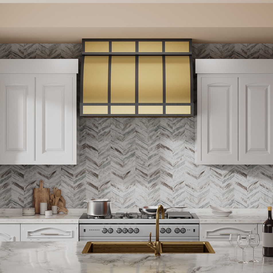 USA Custom Brass Kitchen Hood for Stove URHB-13