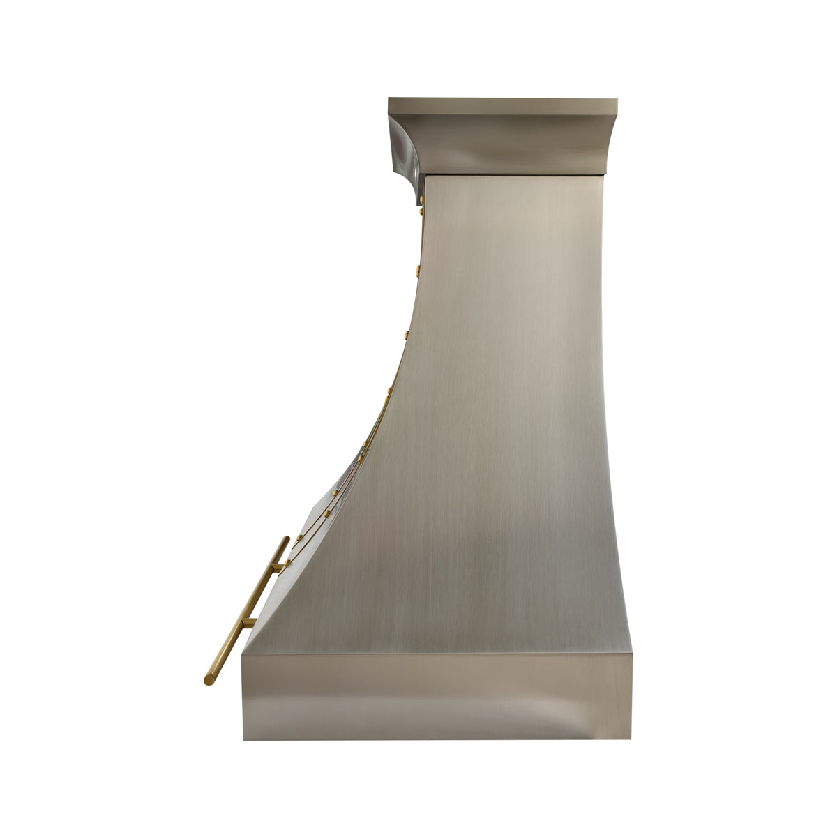 USA Custom Stainless Steel Vent Hood With Handmade Brass Pot Rack URHS-266