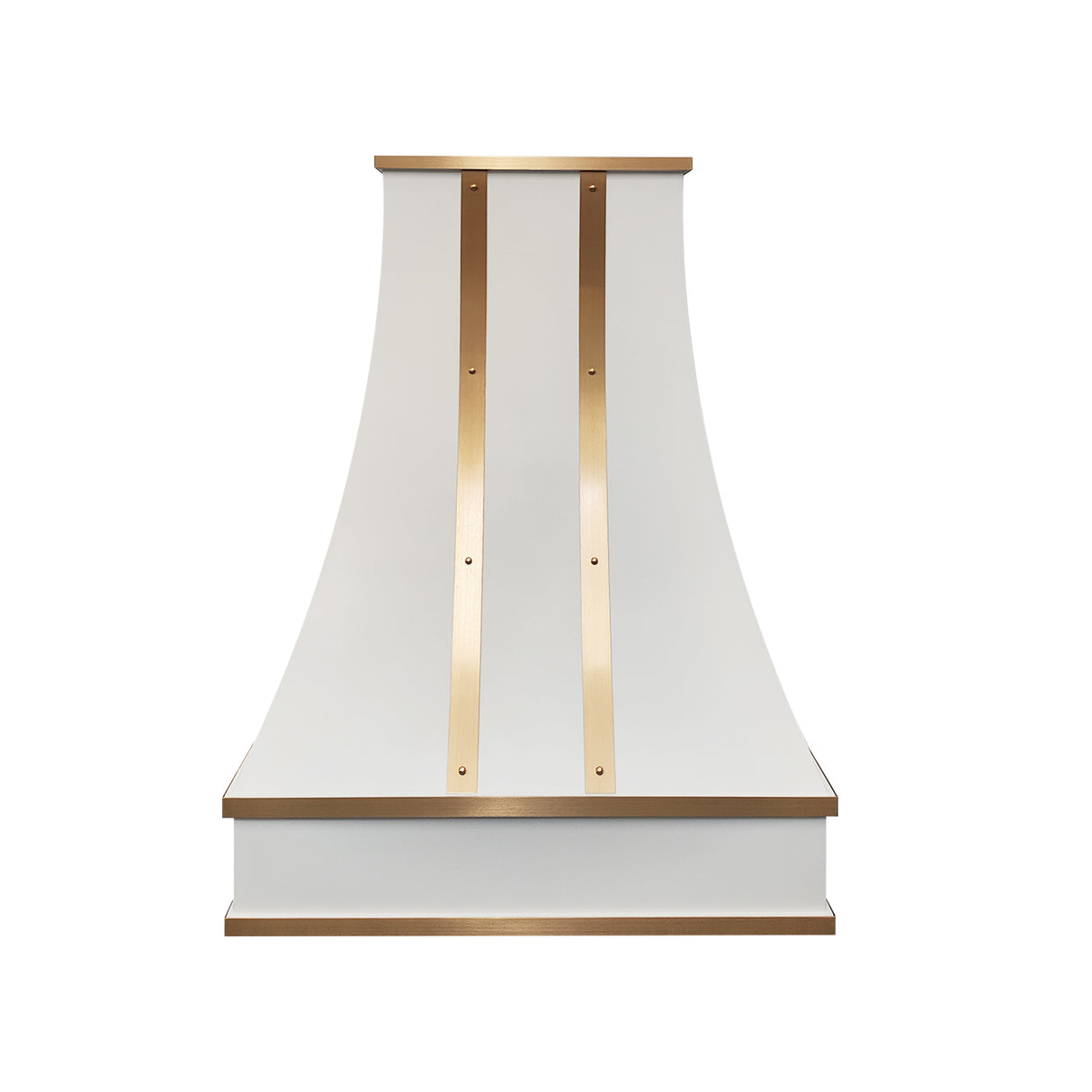 USA Custom Stainless Steel Luxury Vent Hood with Brass Straps and Rivets URHS-43