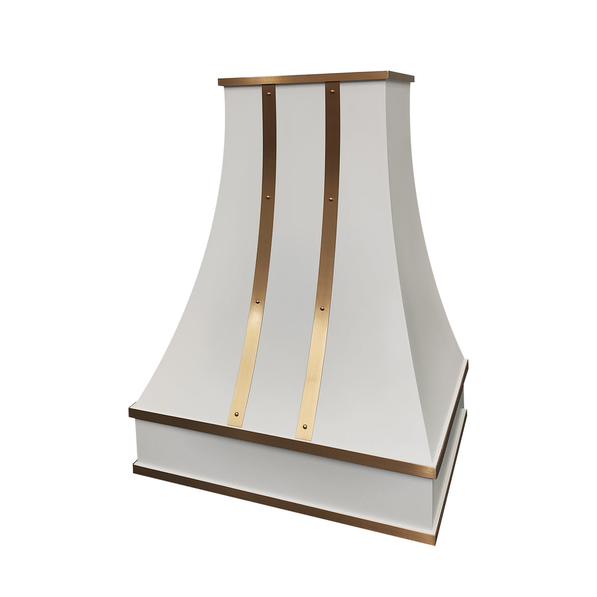 USA Custom Stainless Steel Luxury Vent Hood with Brass Straps and Rivets URHS-43