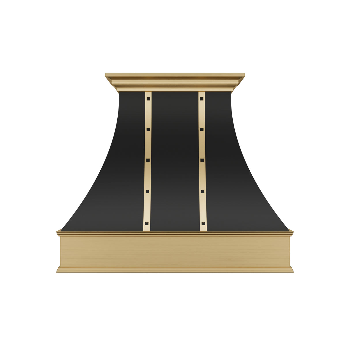 USA Designer Black Handmade Stainless Steel Kitchen Hoods with Brass Apron URHS-246