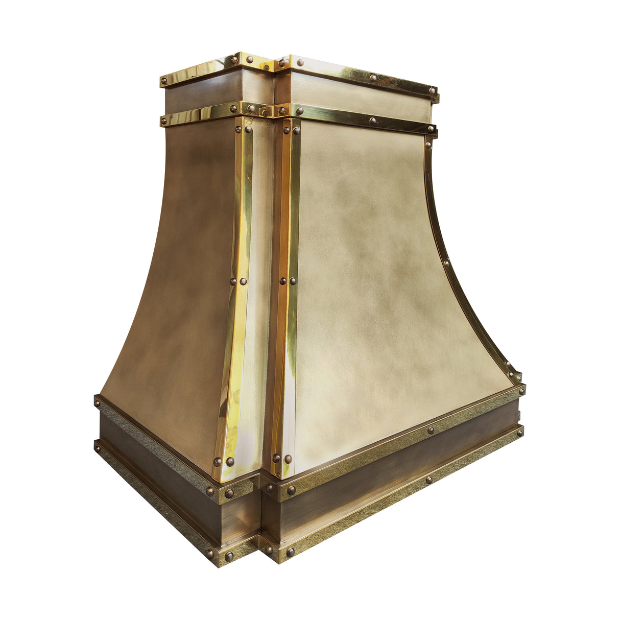 USA Designer Brass Kitchen Hood with Polished Straps URHB-88
