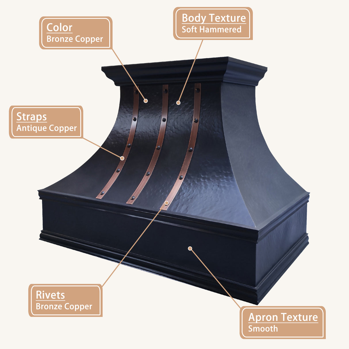 USA Designer Custom Bronze Copper Stove Hood URHC-74