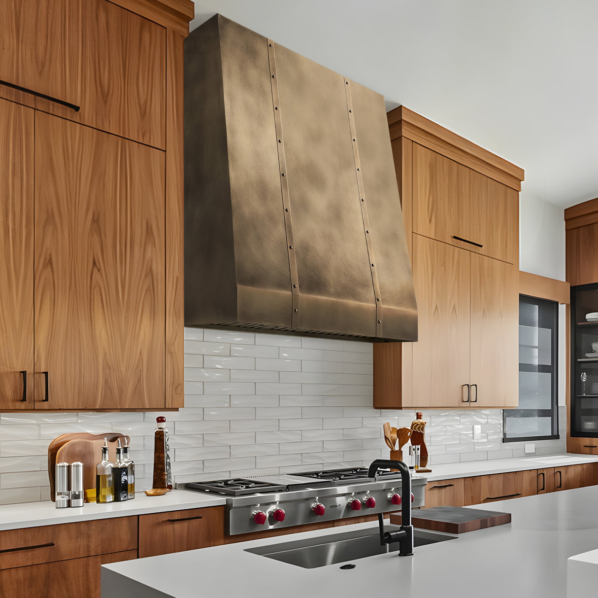 USA Designer Custom Curved Brass Stove Hood URHB-100