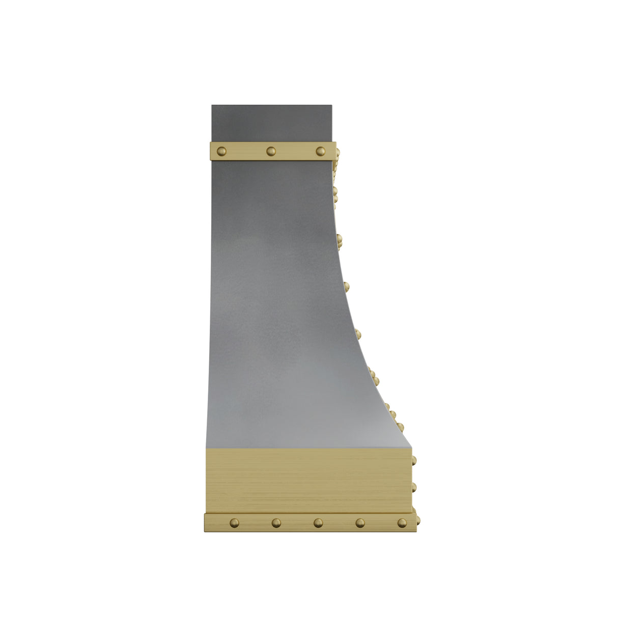 USA Designer Custom Natural Zinc Vent Hood with Brass Straps URHZ-25