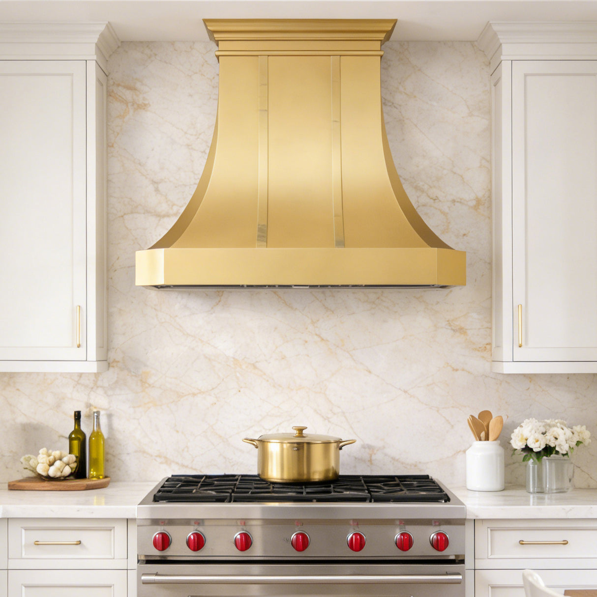 USA Designer Handcraft Brass Range Hood with Brass Straps URHB-67